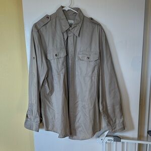 Men's Beige Military-Style Field Shirt